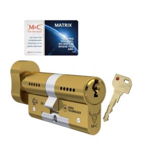 Cilinderslot M&C Matrix SKG3 knopcilinder messing