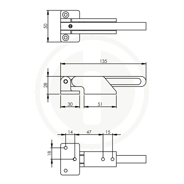 technische tekening kierstandhouder