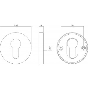 technische tekening profielcilinderplaatje rond