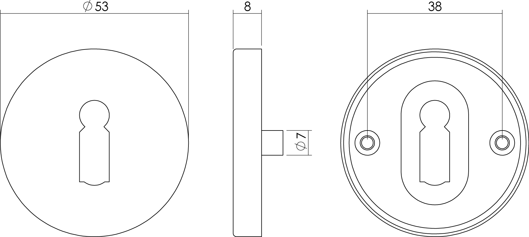 technische tekening sleutelplaatje rond staal